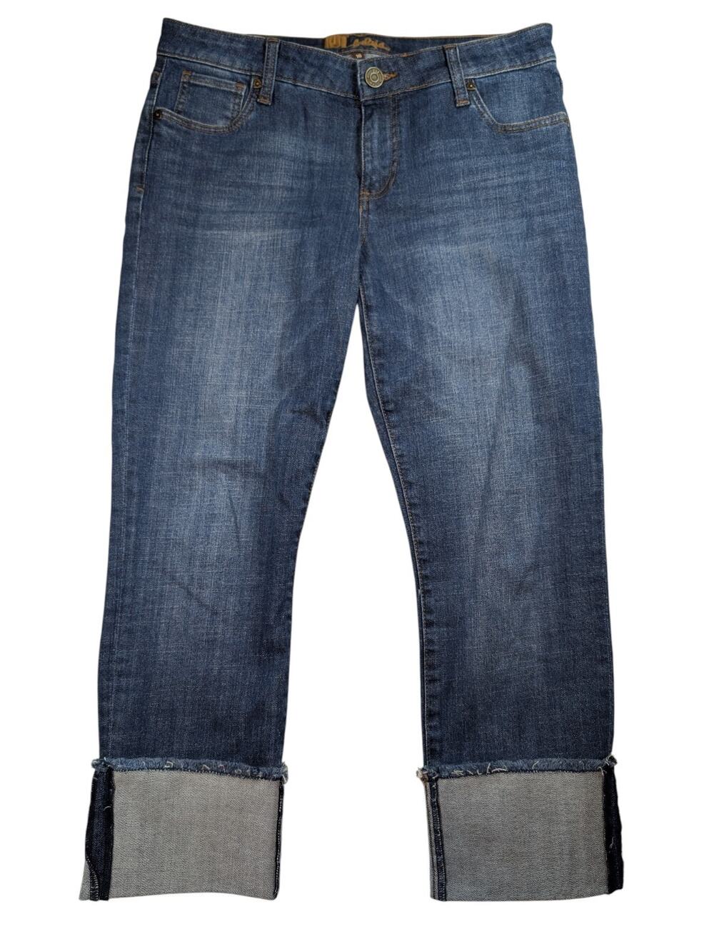 KUT From The Kloth Cuffed Cropped Jeans Womens 10 KP688MA1R Stretch Denim